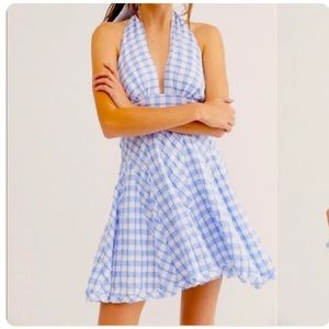Free People Do the Twist Seersucker Halter Sundress